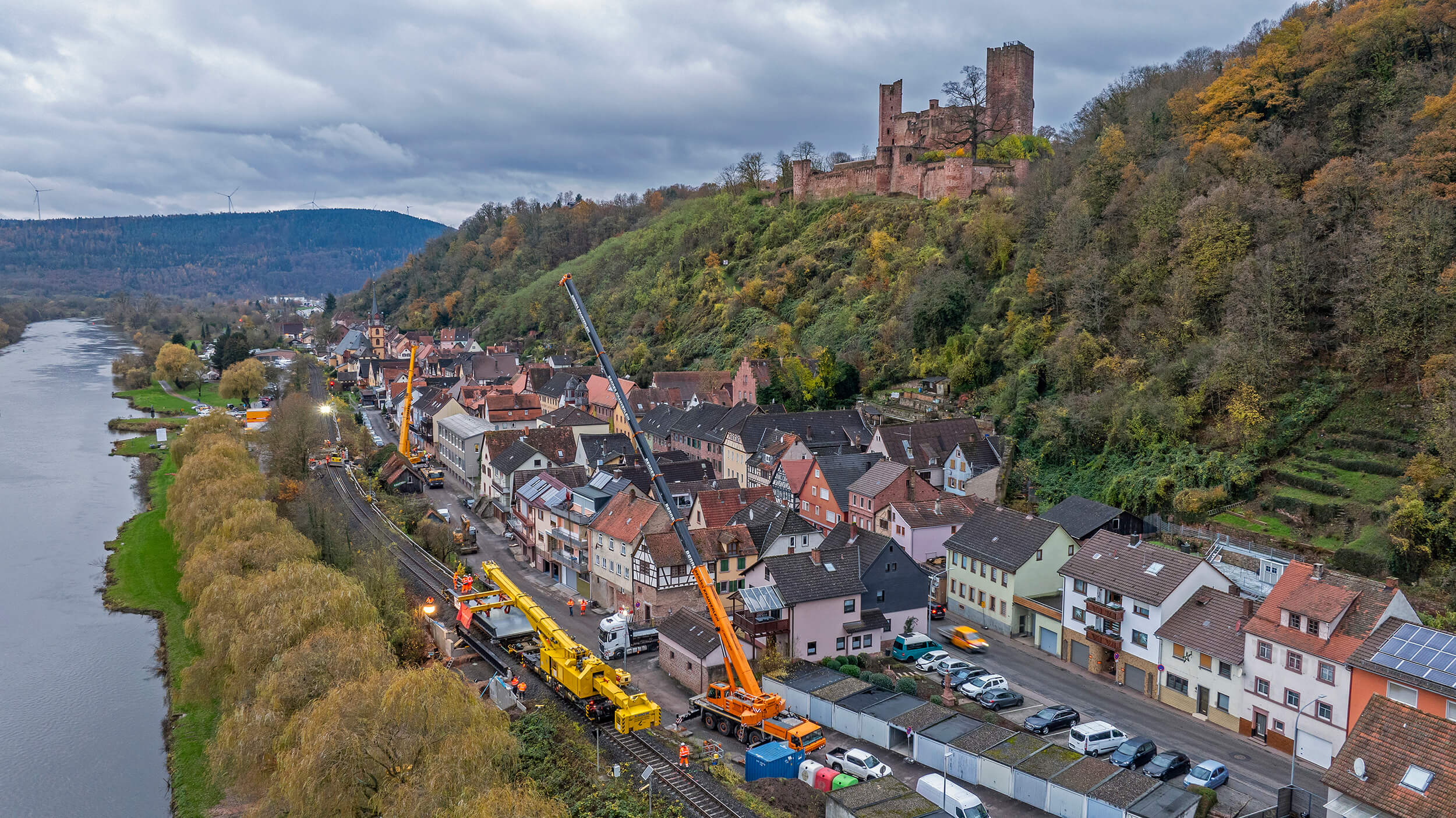 Brückeneinhub Stadtprozelten 2024 für Bauunternehmen Markgraf, Bayreuth